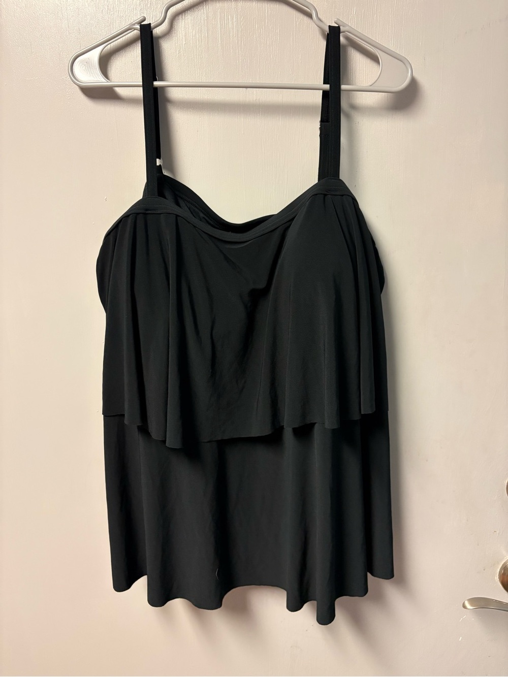 Bal Harbour Swim Black Layered Tankini Top with Adjustable Straps. Sz 2X (20/22)